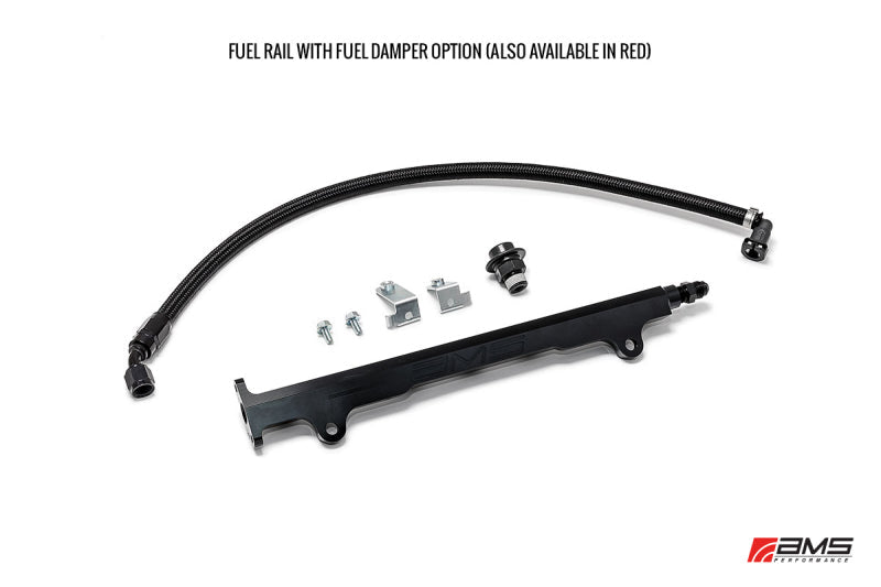 AMS Performance 08-15 Mitsubishi EVO X CNC Machined Aluminum Fuel Rail w/Pulsation Dampener - Black AMS.04.07.0006-2