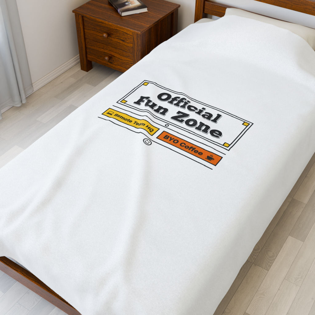 Official Fun Zone Velveteen Plush Blanket | Office Sign Parody, Workplace Humor