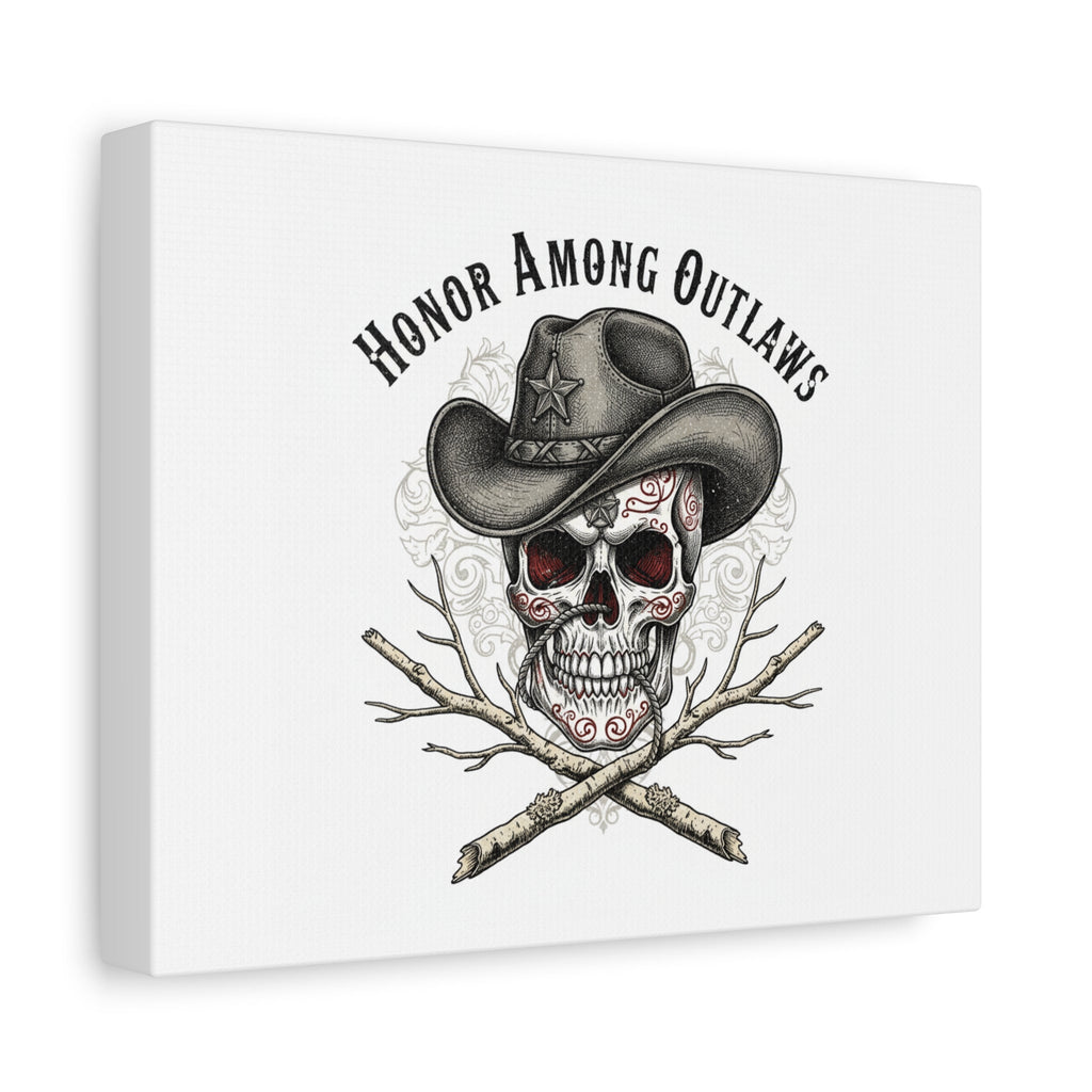 Honor Among Outlaws Canvas | Western Skull Art, Gothic Americana Desert Noir