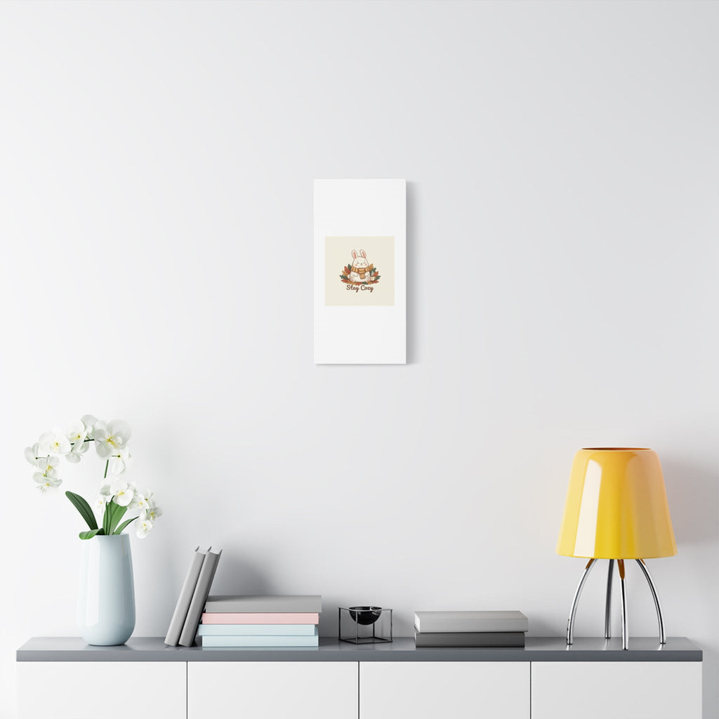 Cozy Bunny Illustration Canvas | Cute Critter Winter Forest Art