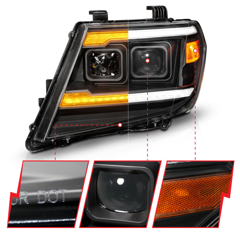 ANZO 09-20 Nissan Frontier Projector Headlights | Sequential & Switchback LED DRL