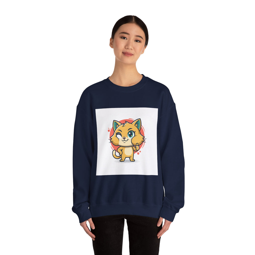 Cute Cheeky Kitty Illustration Sweatshirt | Rodent-Core Cute-Meets-Subversive