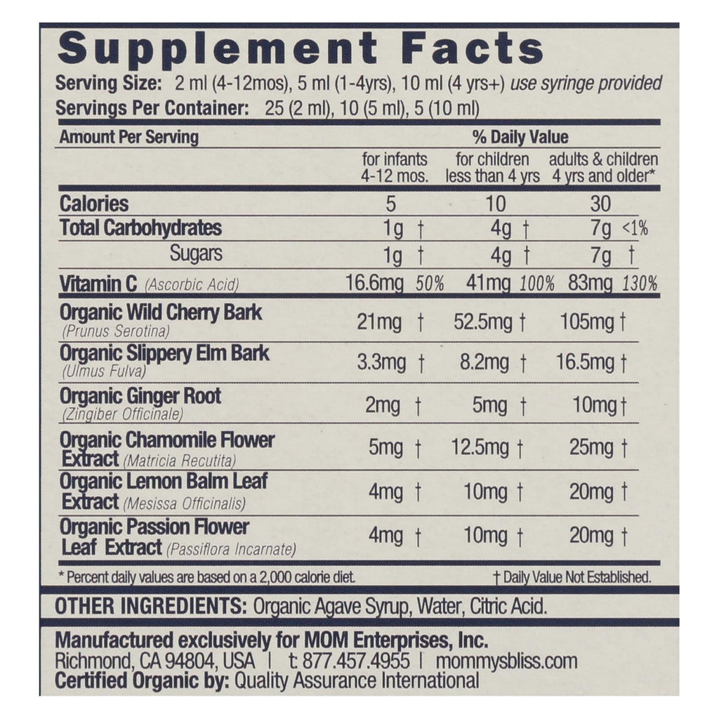 Mommy's Bliss Nighttime Cough Syrup for Babies 1.67 Fl oz