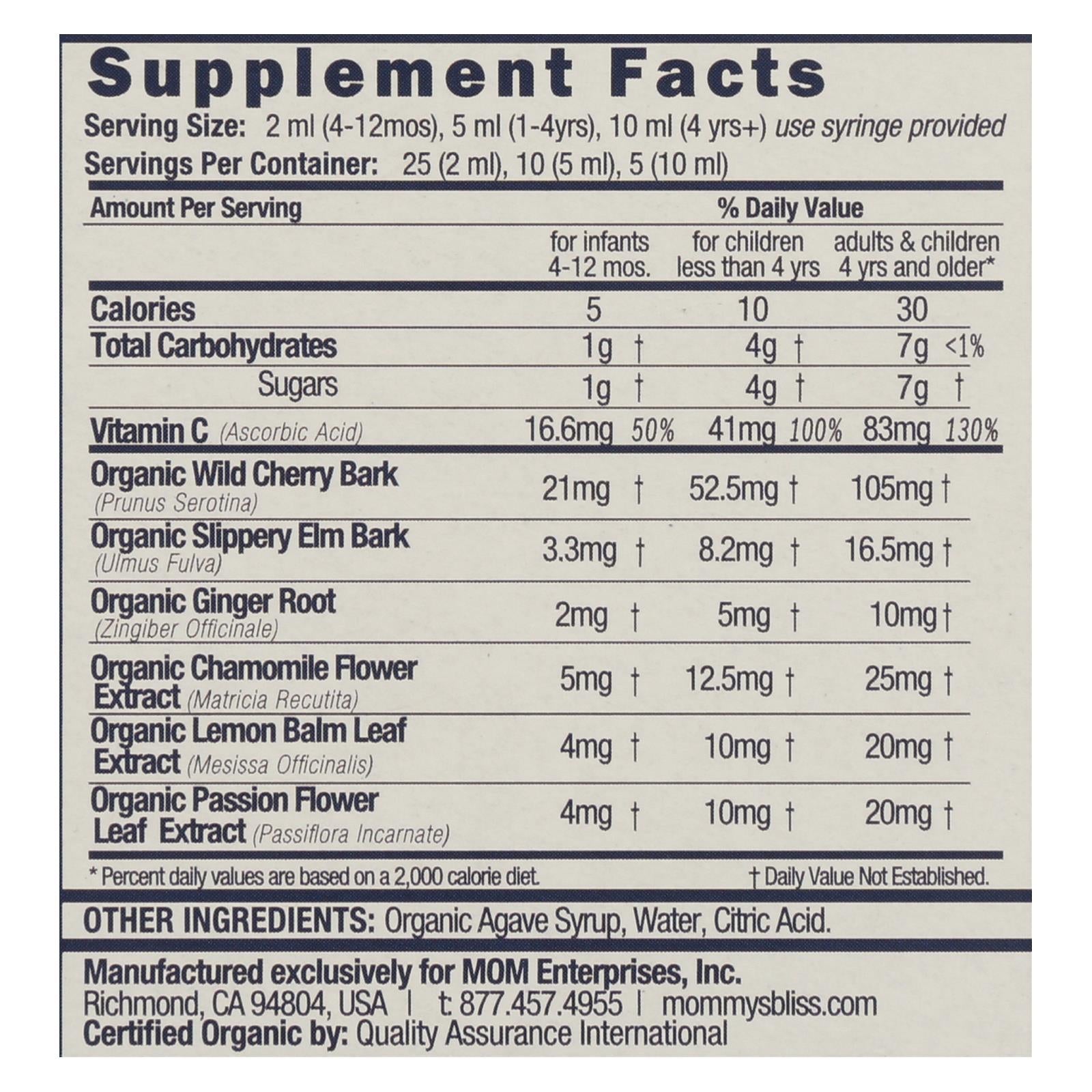 Mommy's Bliss Nighttime Cough Syrup for Babies 1.67 Fl oz