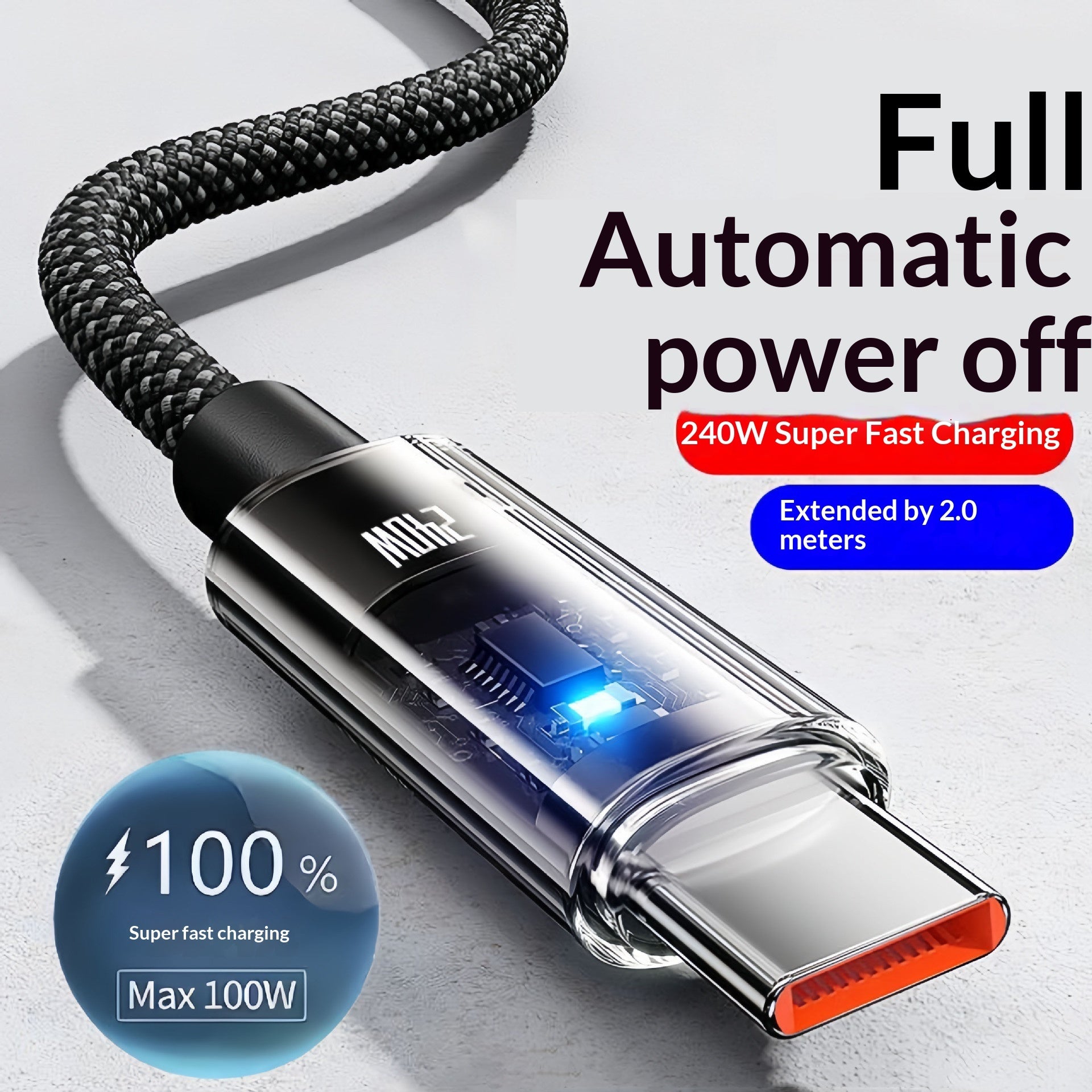 240W Fast-charging Data Cable For Smartphones And Car Use