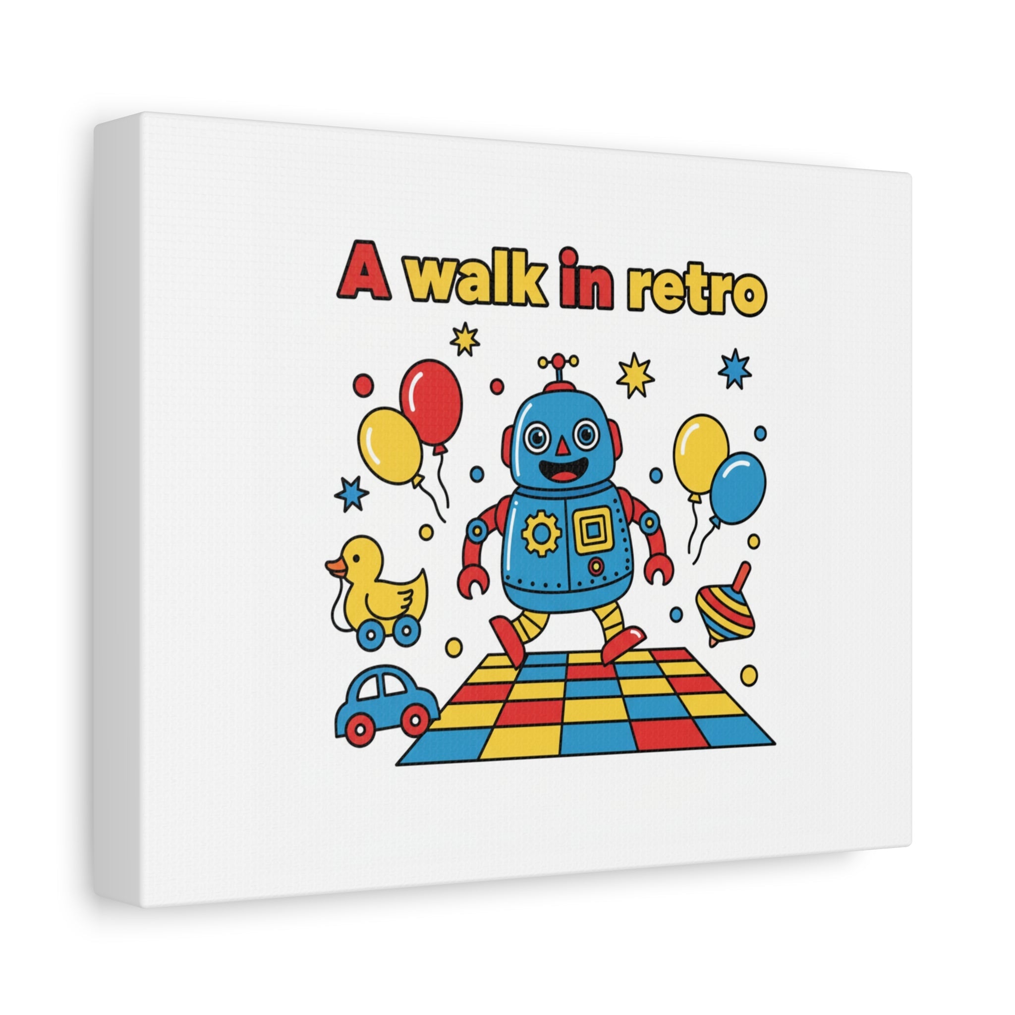 Retro Toy Robot Canvas | Throwback Kid, Primary Color Nostalgia