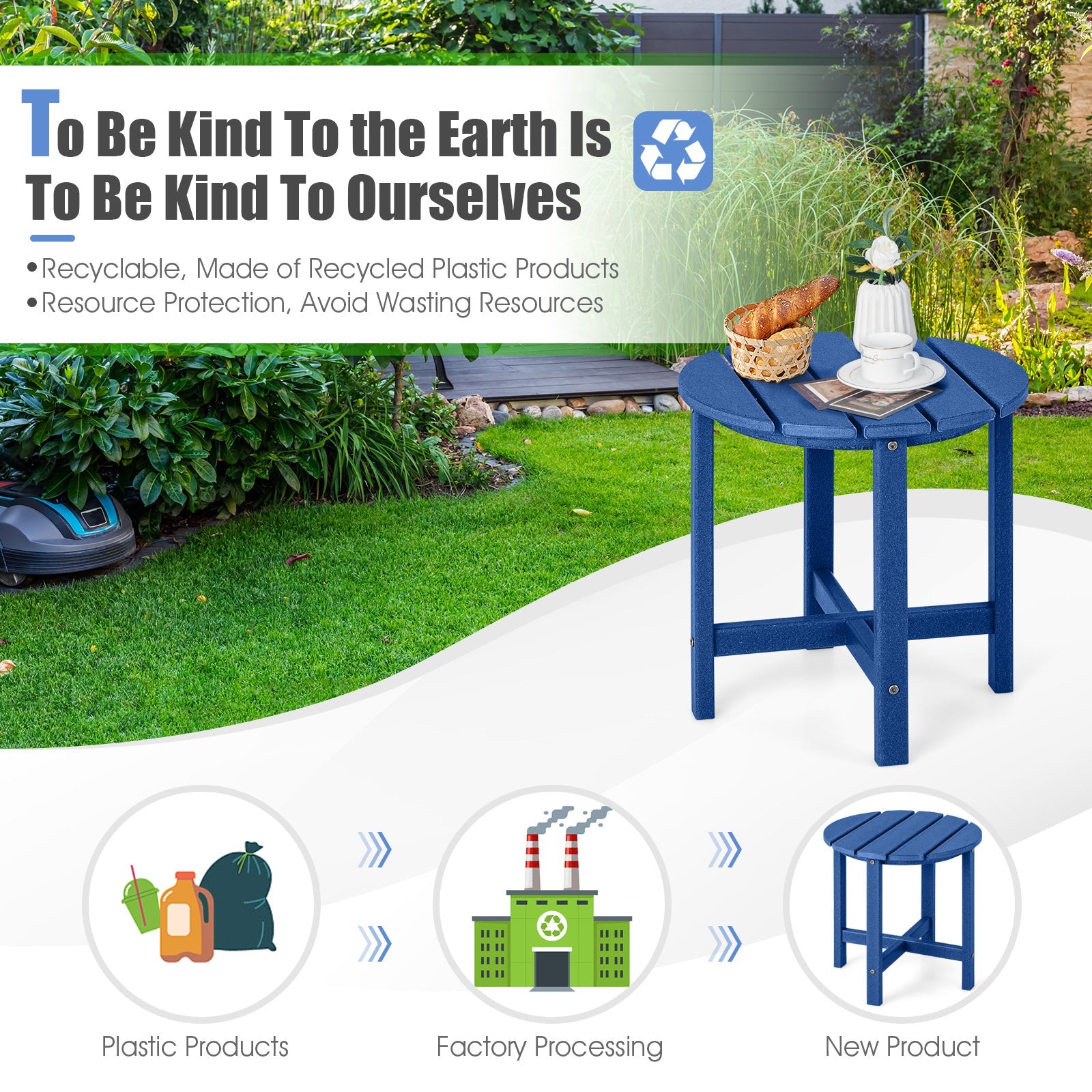 18 Inch Round Weather-Resistant Adirondack Side Table