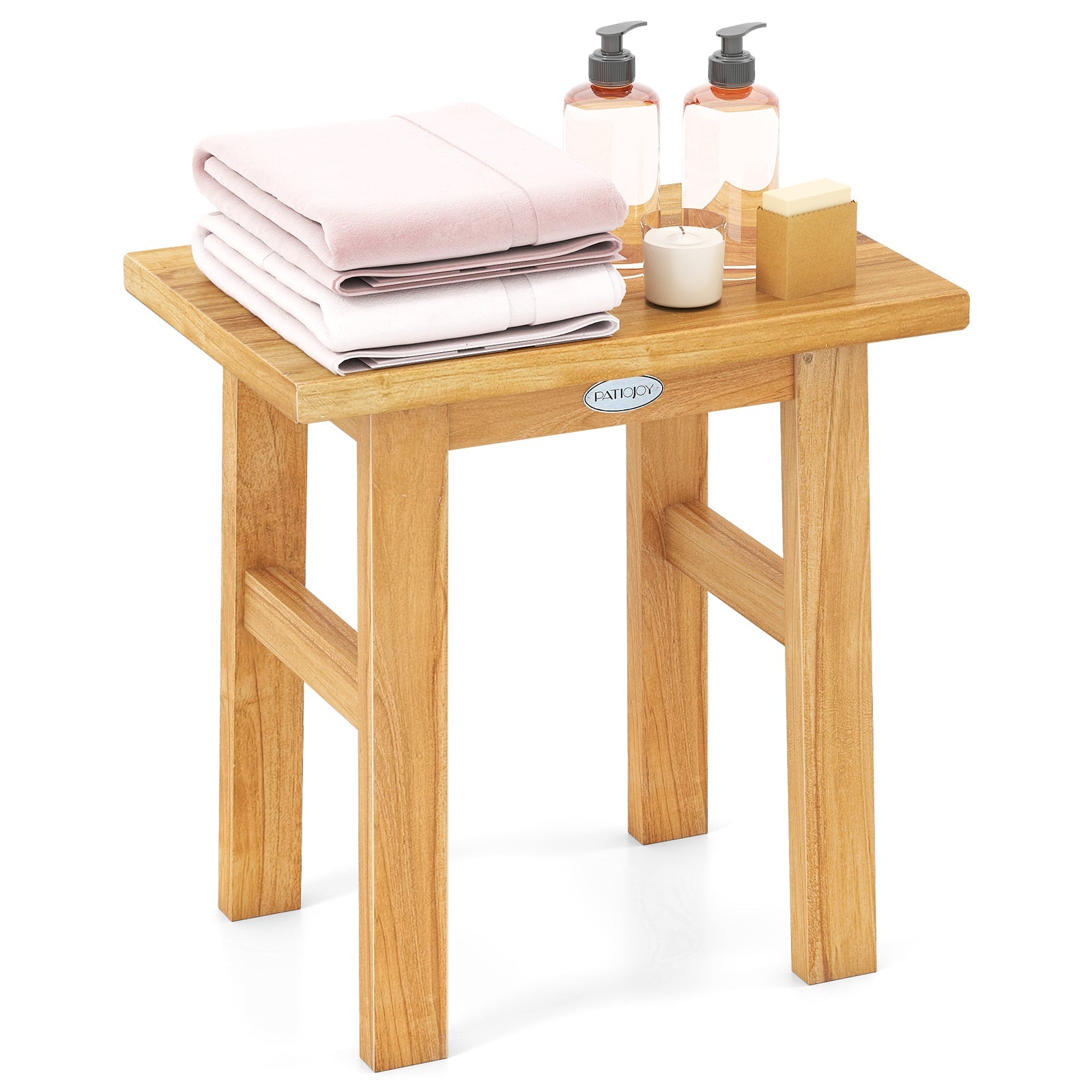 18 Inch Teak Shower Bench Spa Bath Stool for Shaving Legs