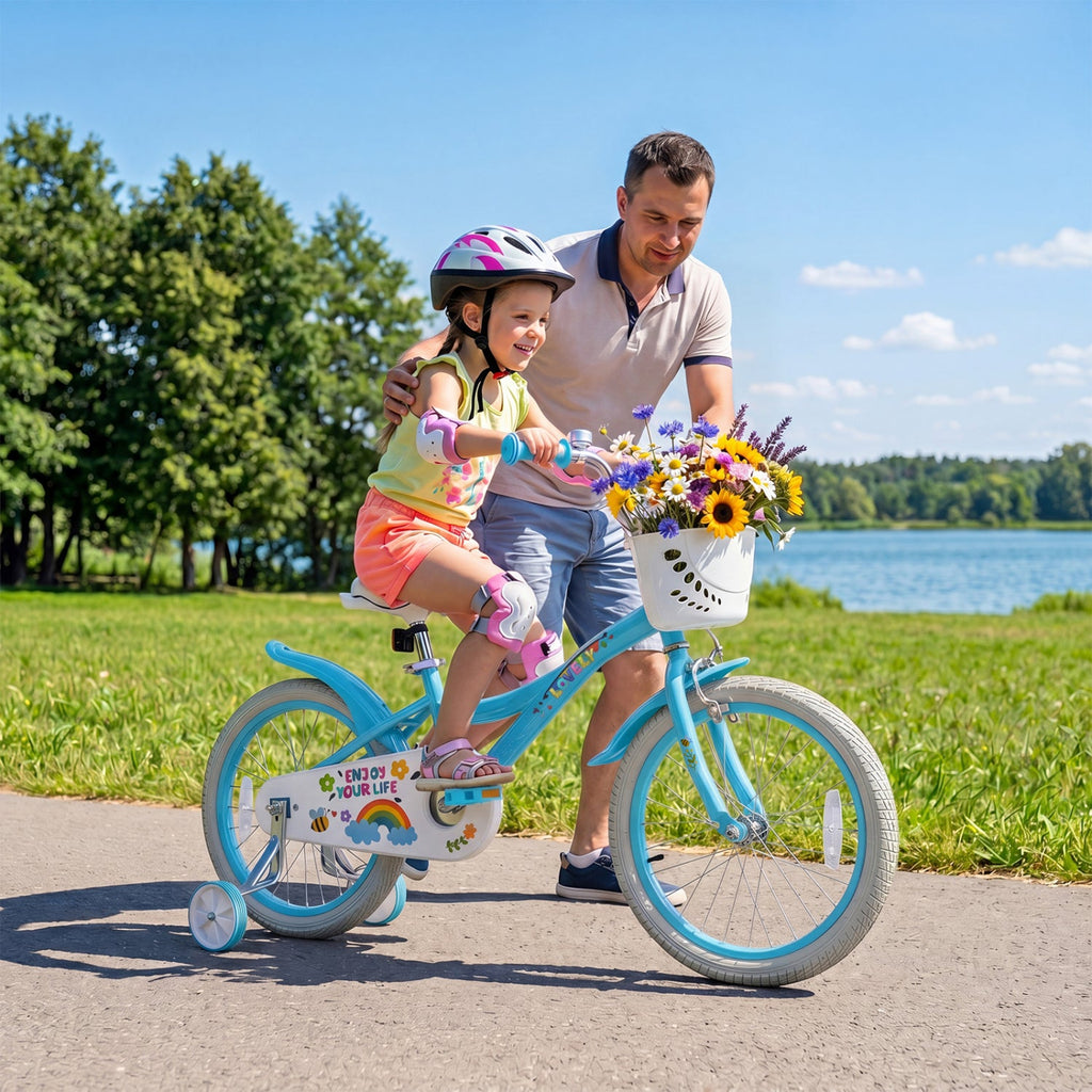 Girls Bike 12-18 Inch with Training Wheels and Basket