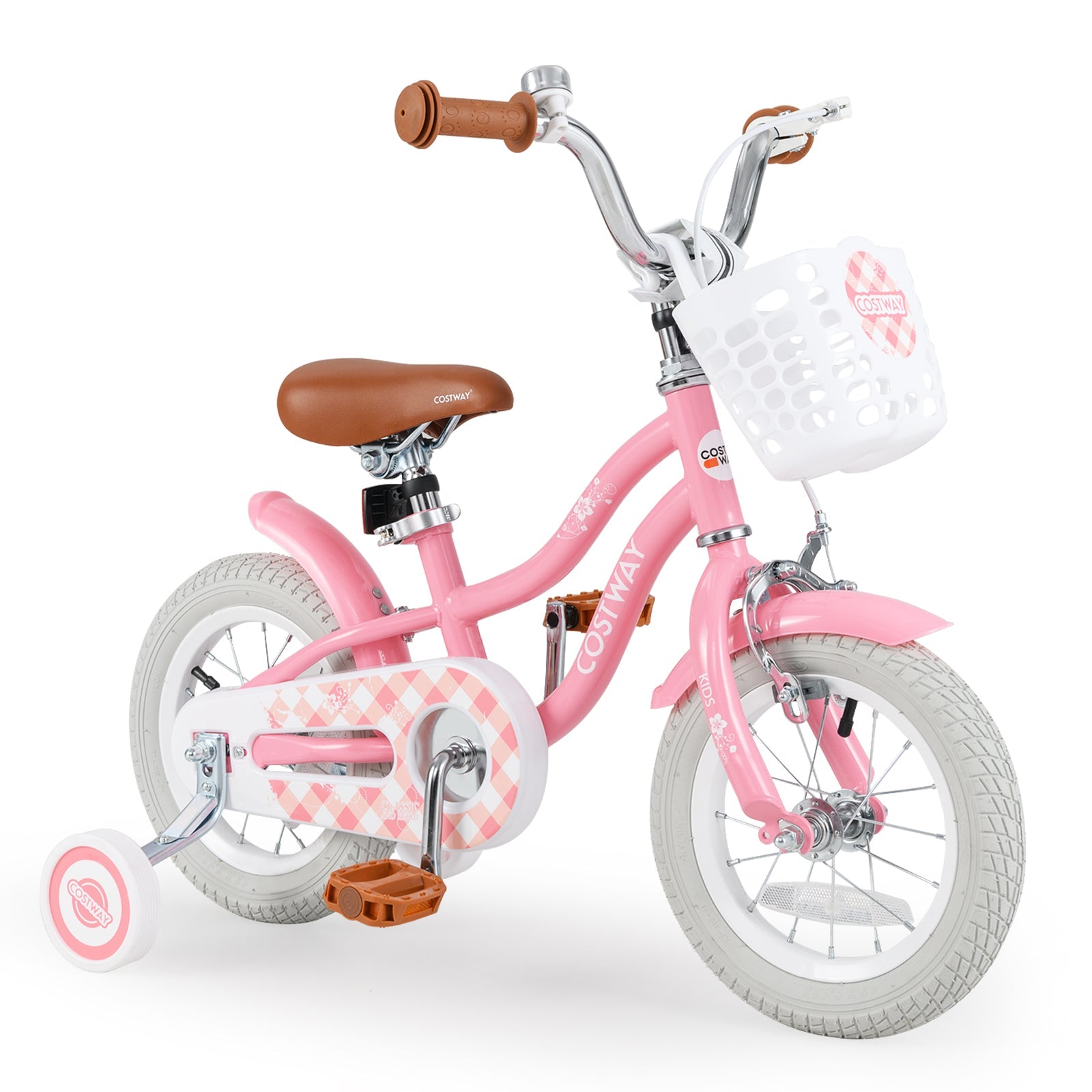 18 Inch Kids Bike with Training Wheels and Basket for Boys Girls 4-8 Years Old-18 inches