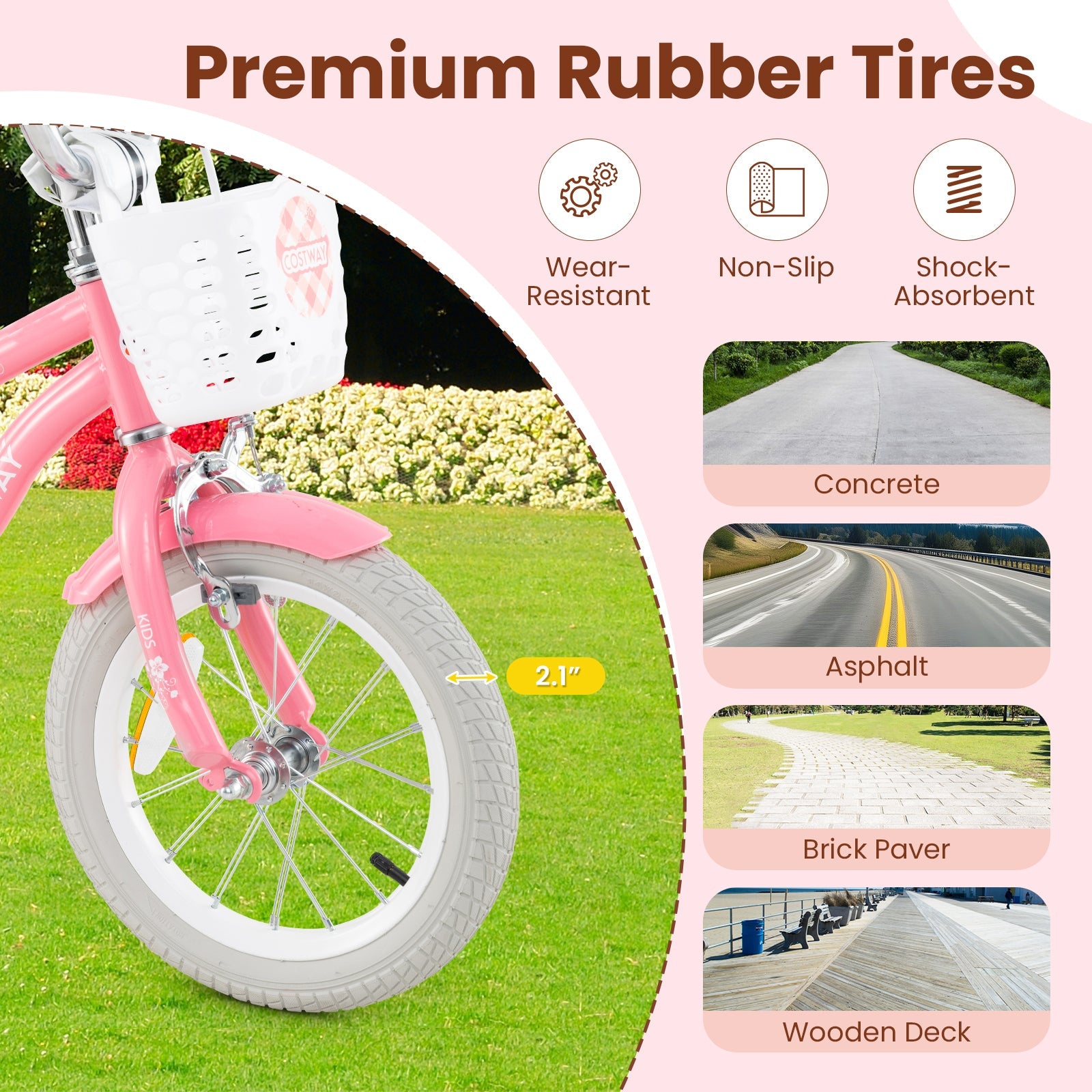 18 Inch Kids Bike with Training Wheels and Basket for Boys Girls 4-8 Years Old-18 inches