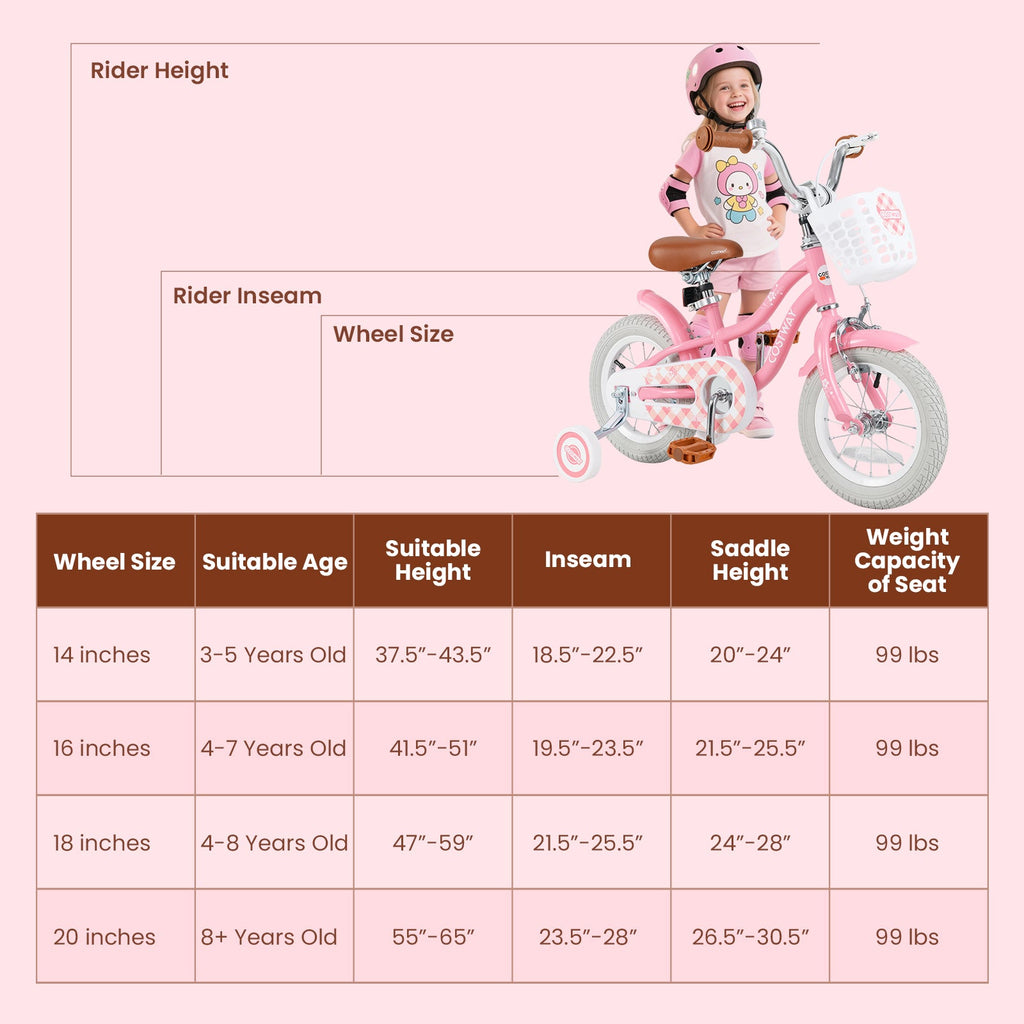 18 Inch Kids Bike with Training Wheels and Basket for Boys Girls 4-8 Years Old-18 inches