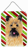 Cairn Terrier Candy Cane Holiday Christmas Wall or Door Hanging Prints Aluminum Metal Sign Kitchen Wall Bar Bathroom Plaque Home Decor Front Door Plaque, 12x16, Multicolor