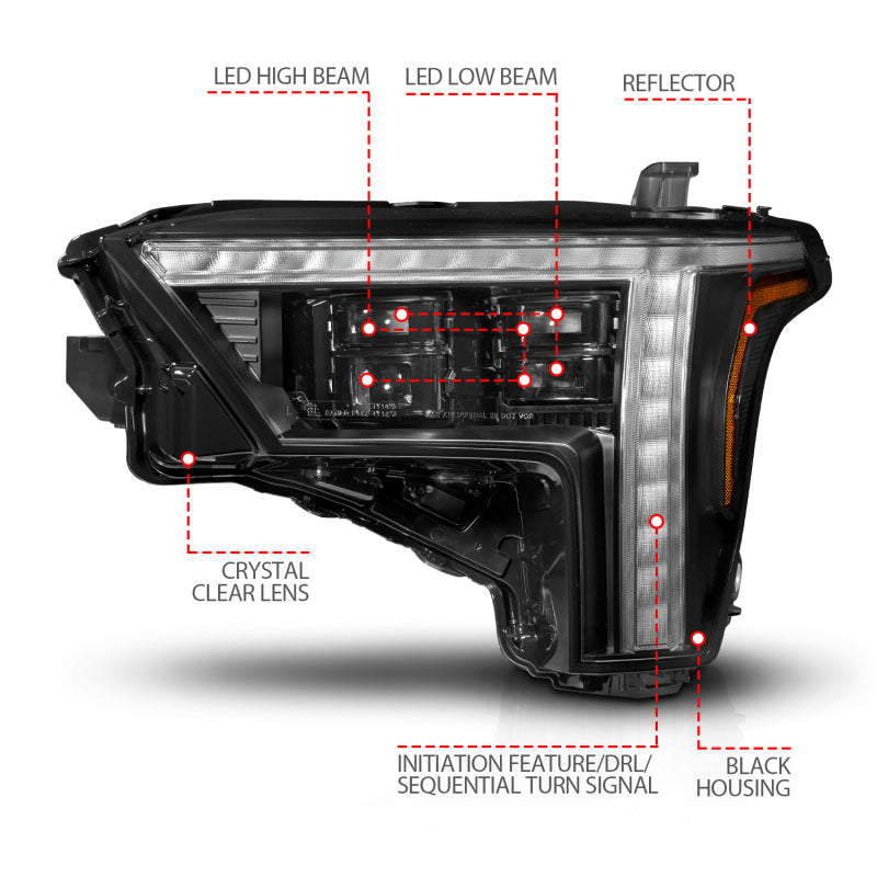 ANZO 22-24 Toyota Tundra (w/Factory LED Refl.) Z-Series Full LED Proj Headlights - Driver Side ONLY 111599X-L