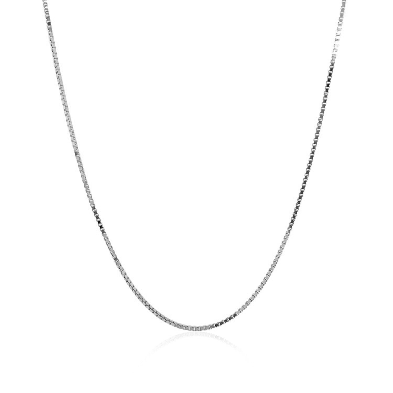 18k White Gold Box Chain 0.8mm (0.78 mm) - PhishStones Products