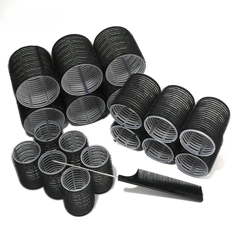 19 - 35pcs/Set Hair Roller Sets 18pcs Plastic Self Grip Heatless Hair Curlers 3 Sizes Hair Rollers Clips DIY Hairdressing Tools - PhishStones Products
