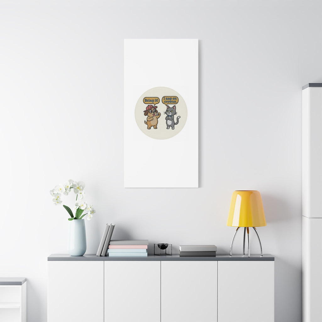 Funny Cat vs Dog Canvas | Pet Rivalry Wall Art