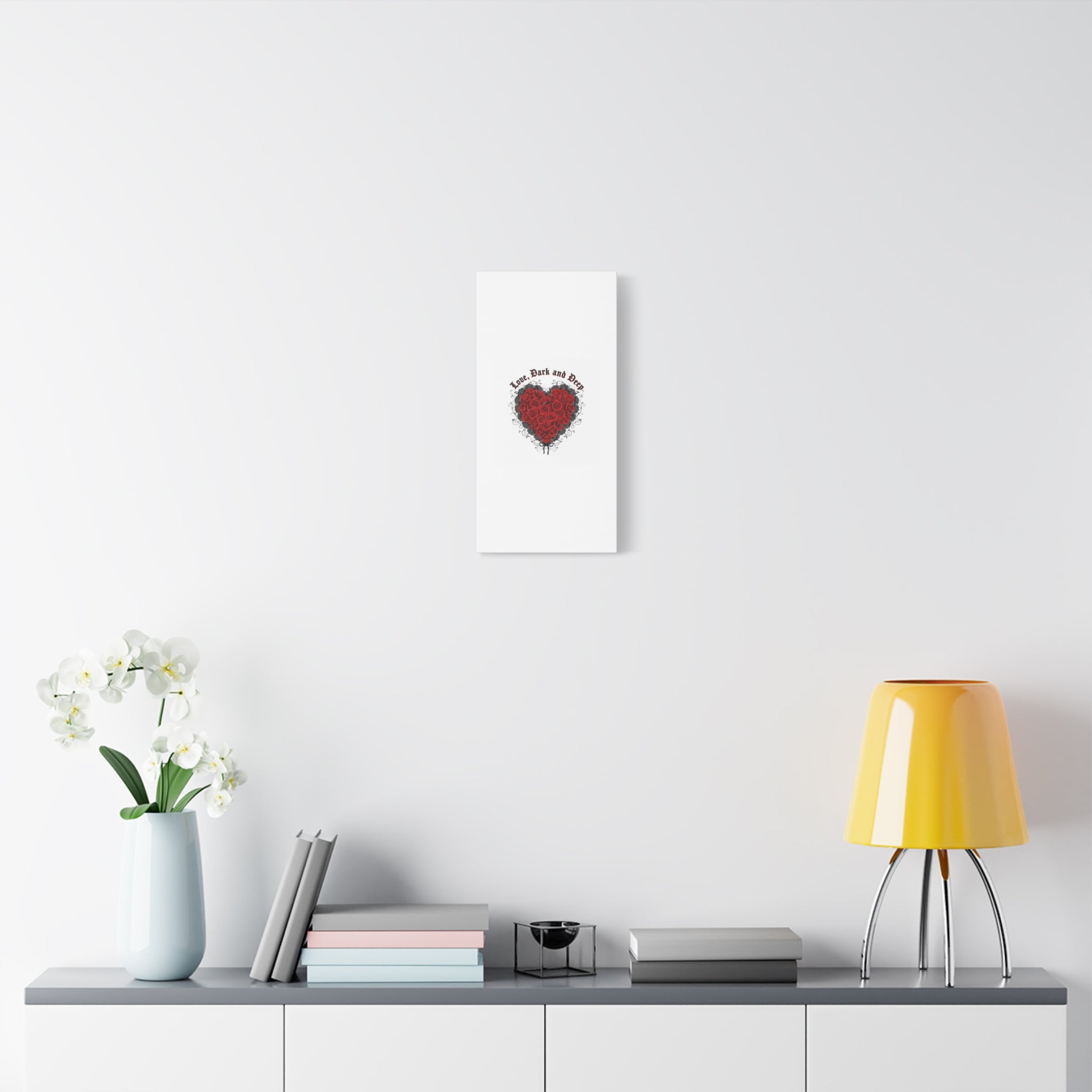 Love Dark and Deep Heart Canvas, Nu Romantic Gothic Romance, 80s Nostalgia