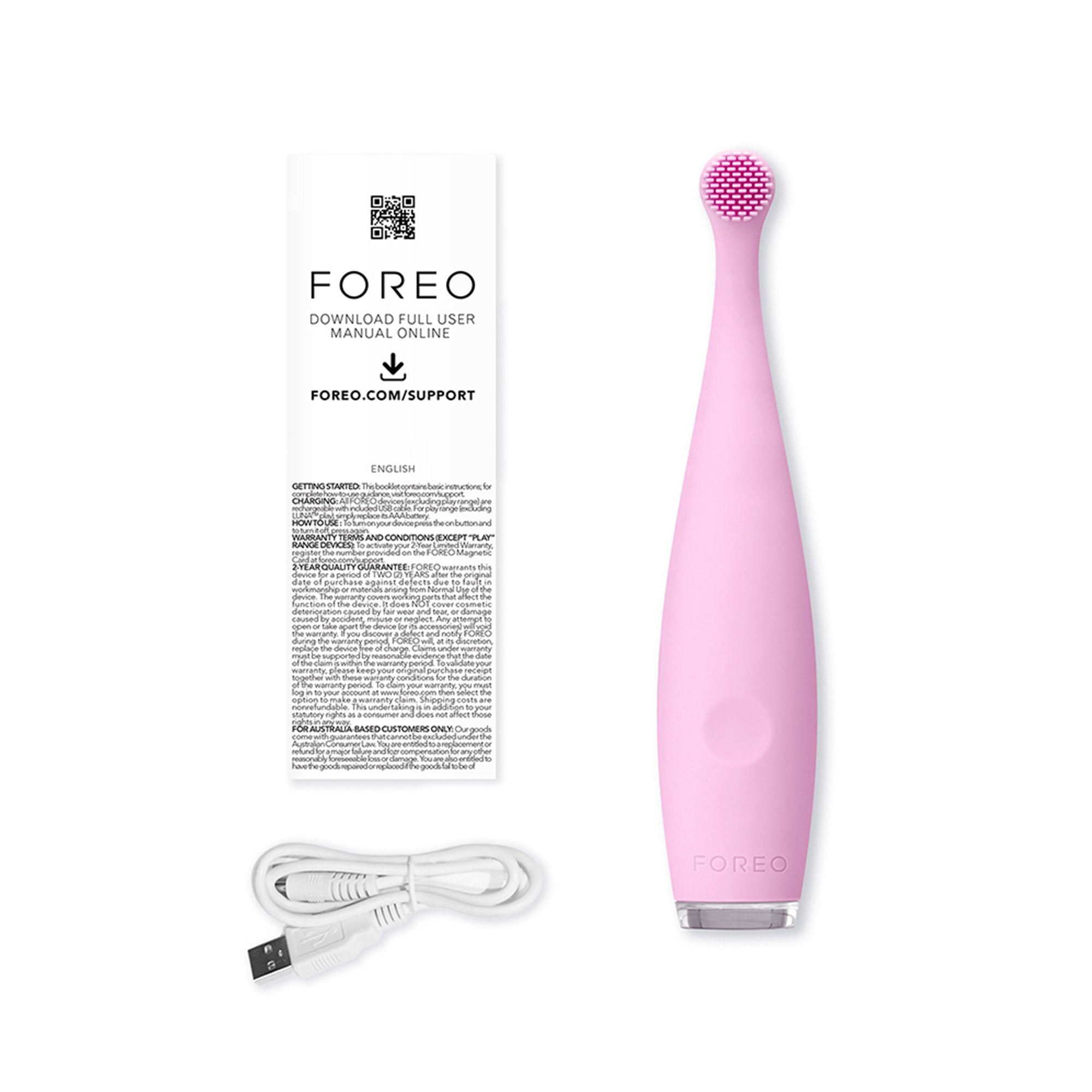 ISSA™ baby Soft Silicone Sonic Toothbrush, Pearl Pink Bunny F9878