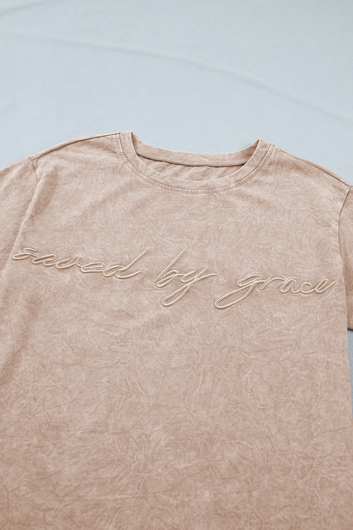Casual saved by grace Mineral Washed Cotton T Shirt