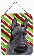 Scottish Terrier Candy Cane Holiday Christmas Wall or Door Hanging Prints Aluminum Metal Sign Kitchen Wall Bar Bathroom Plaque Home Decor Front Door Plaque, 12x16, Multicolor