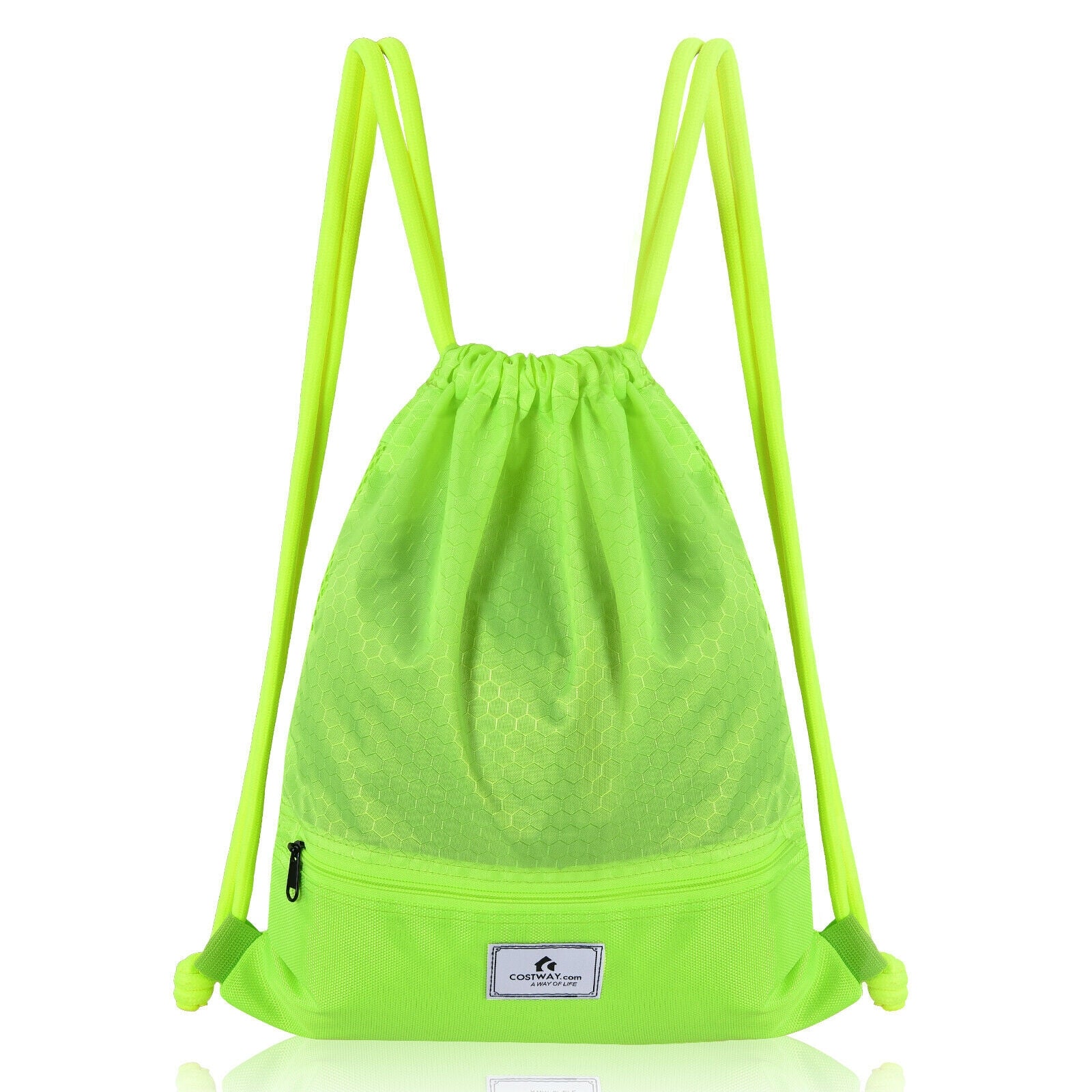 Drawstring Backpack String Bag Foldable Sports Sack with Zipper Pocket