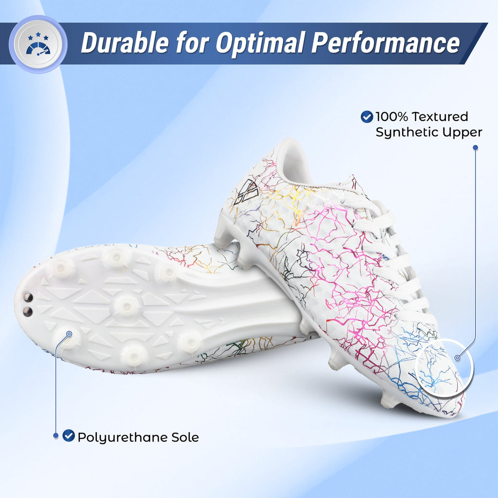 Vizari Zodiac JR Kids Firm Ground (FG) Soccer Cleats – White, Youth Sizes 8C–6Y