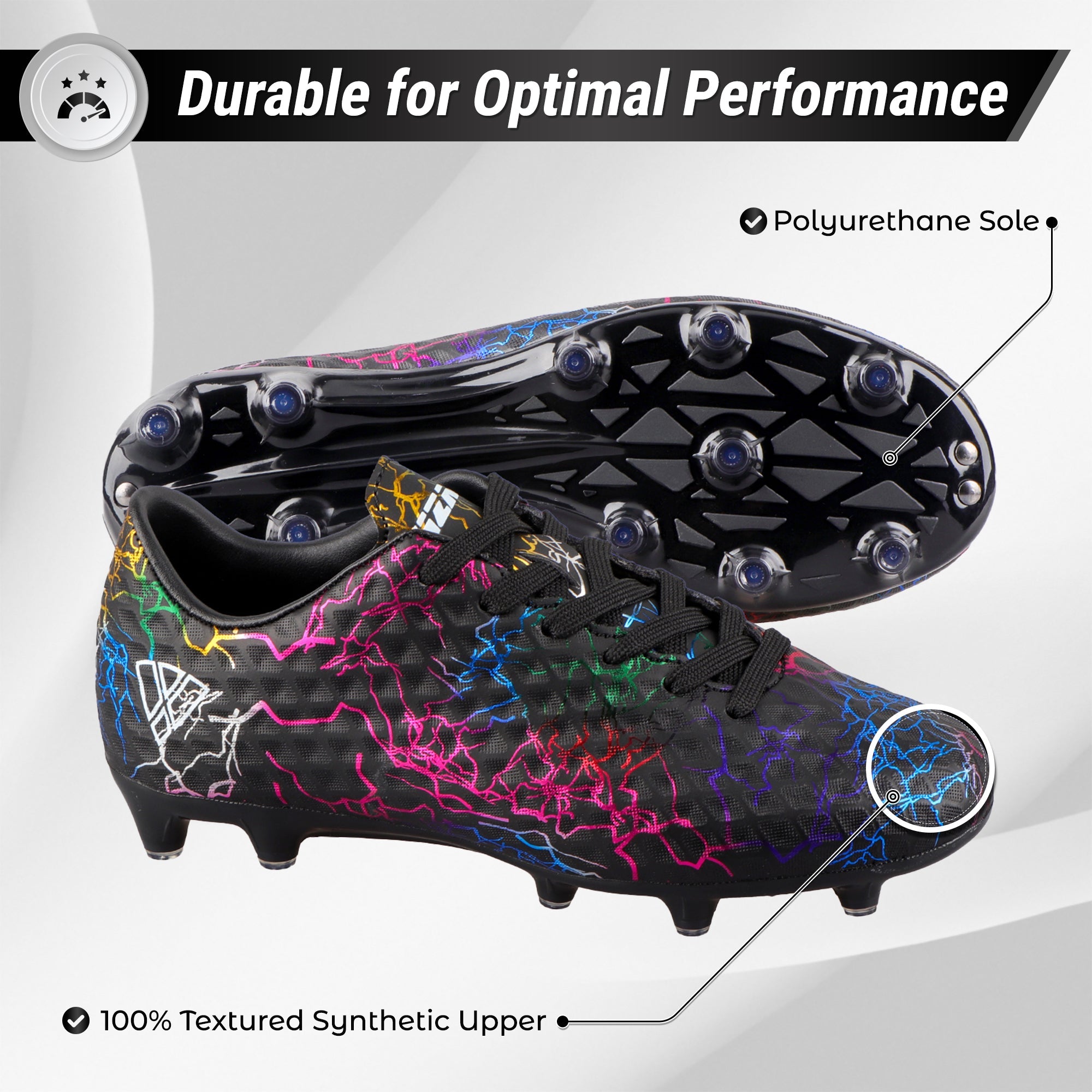 Vizari Zodiac JR Kids Firm Ground (FG) Soccer Cleats – Black, Youth Sizes 8C–6Y
