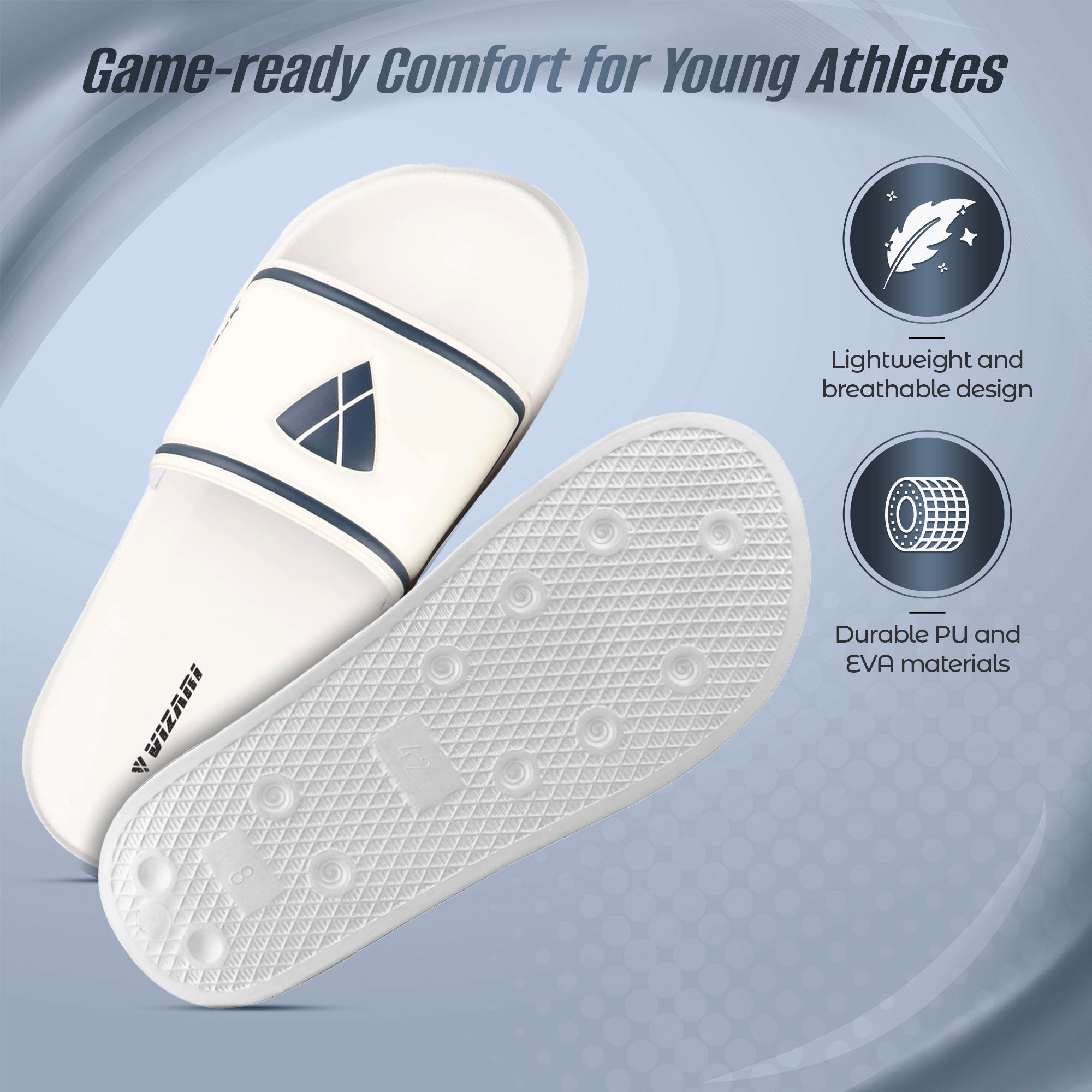 Youth Soccer Slide Sandals - White