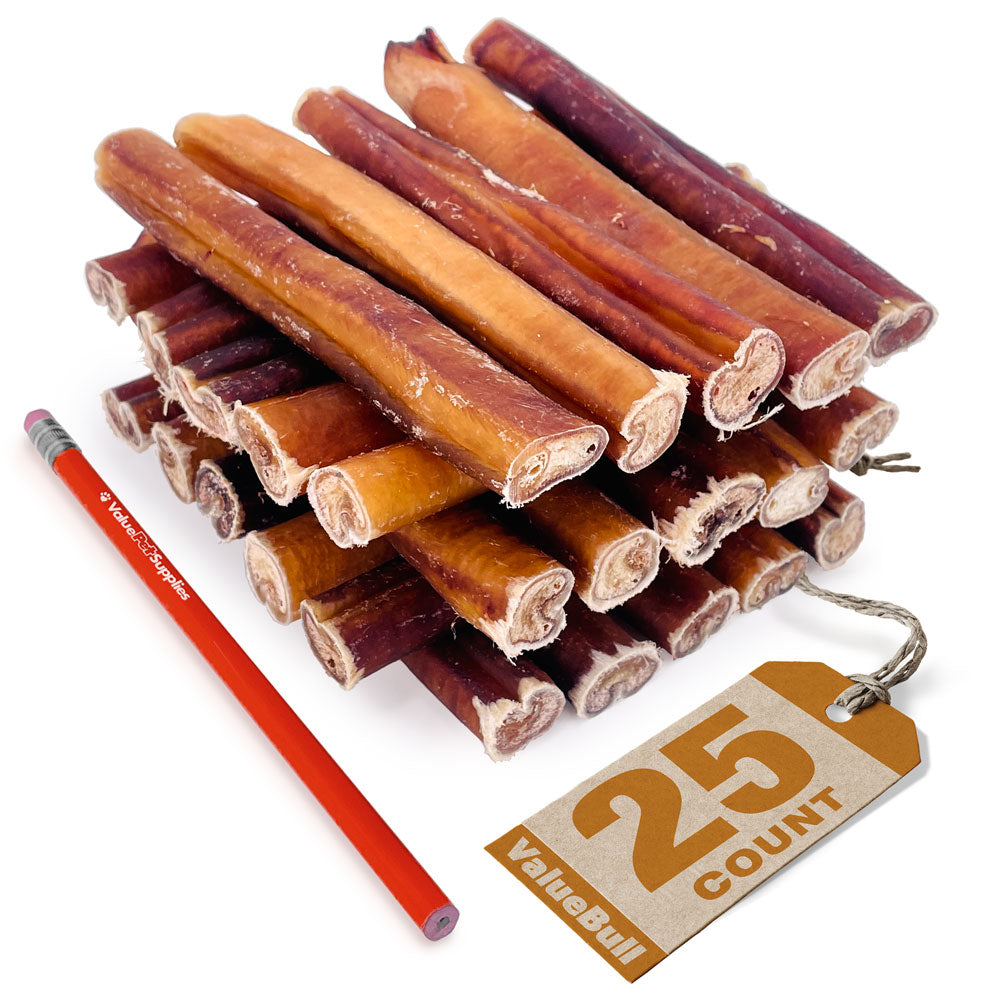 ValueBull USA Bully Sticks for Large Dogs, Jumbo 6 Inch, 25 Count