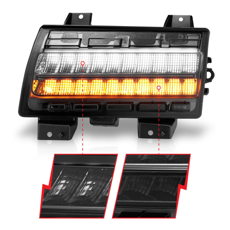 ANZO 2018-2021 Jeep Wrangler LED Side Markers Chrome Housing Smoke Lens w/ Seq. Signal Low Config 511087