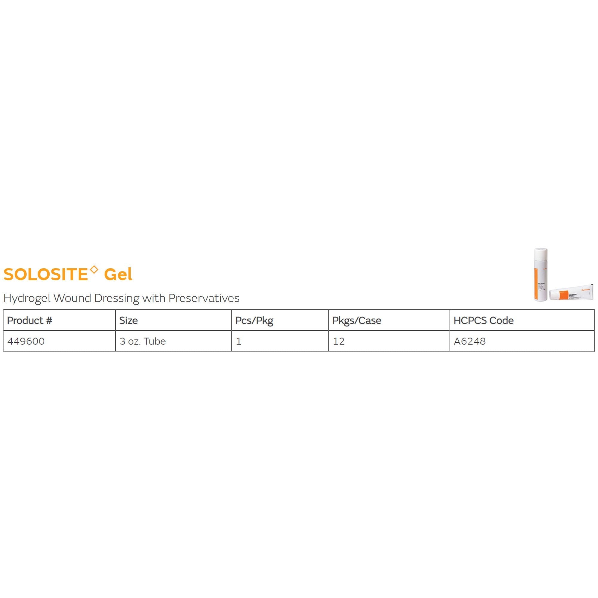 Solosite Hydrogel Dressing, 3-ounce tube 449600