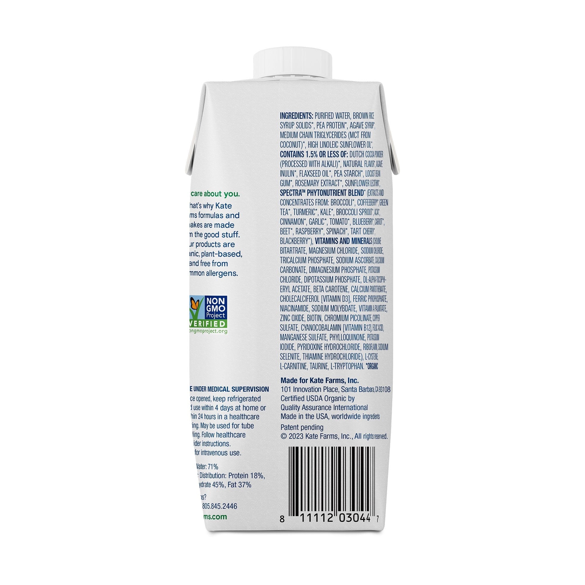 Kate Farms® Standard 1.4 Chocolate Sole-Source Nutrition Formula, 11-oz. carton 811112030454