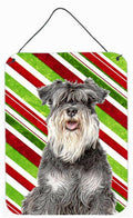 Candy Cane Holiday Christmas Schnauzer Wall or Door Hanging Prints Aluminum Metal Sign Kitchen Wall Bar Bathroom Plaque Home Decor Front Door Plaque, 12x16, Multicolor