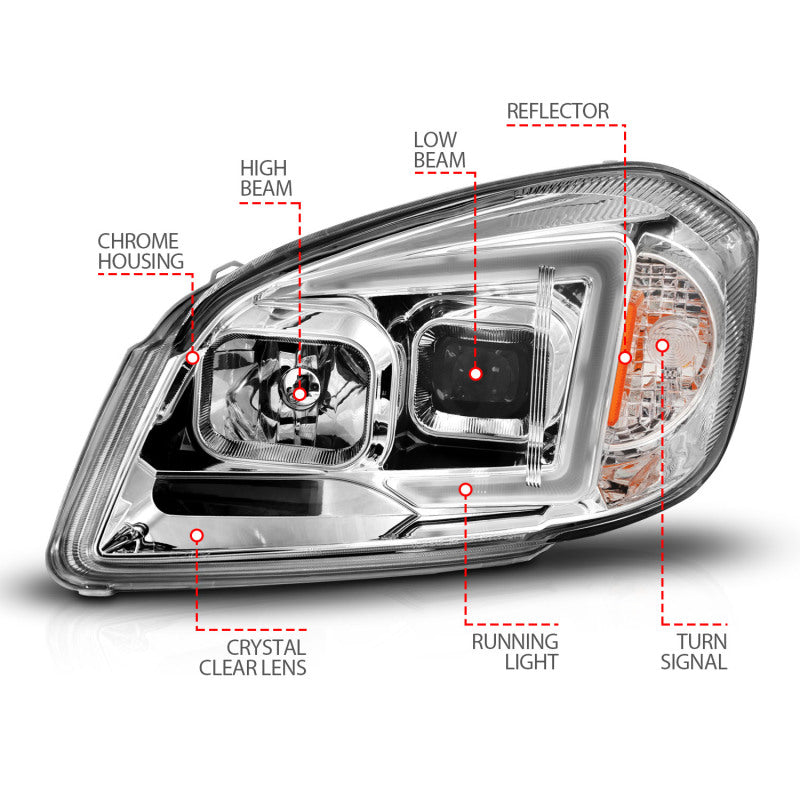 ANZO 05-10 Chevrolet Cobalt / 07-10 Pontiac G5 LED Projector Headlights Black Housing 121576