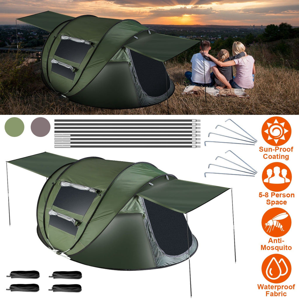 3-4 Person Pop Up Tent Automatic Setup Camping Tent Waterproof Instant Setup Tent with 2 Mosquito Net Windows Carrying Bag for Hiking Climbing Adventu