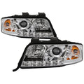SPYDER Audi A6 02-04 Projector Headlights Halogen Model Only - DRL Chrome PRO-YD-ADA601-DRL-C 5008664