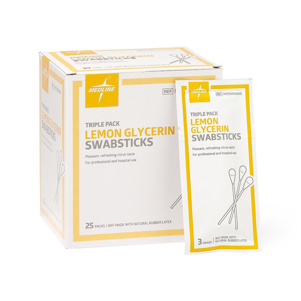 Lemon Glycerin Swabstick Medline Rayon Tip 3 per Pack MDS090600