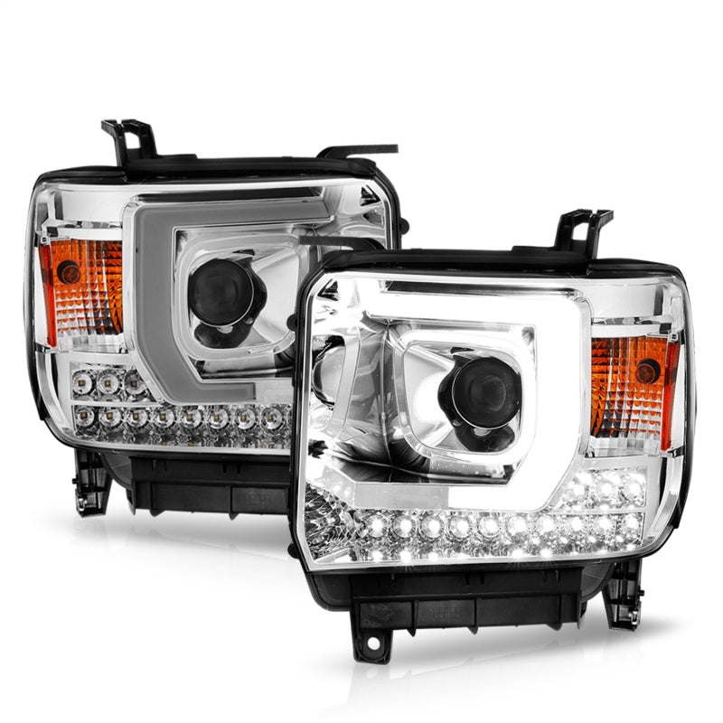 ANZO 14-15 GMC Sierra 1500/2500HD/3500HD Plank Style Projector Headlight - Chrome Housing 111553