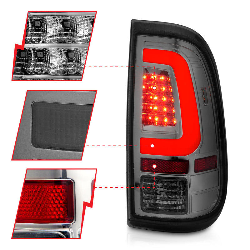 ANZO 2008-2016 Ford F-250 LED Taillights Chrome Housing Smoke Lens (Pair) 311357