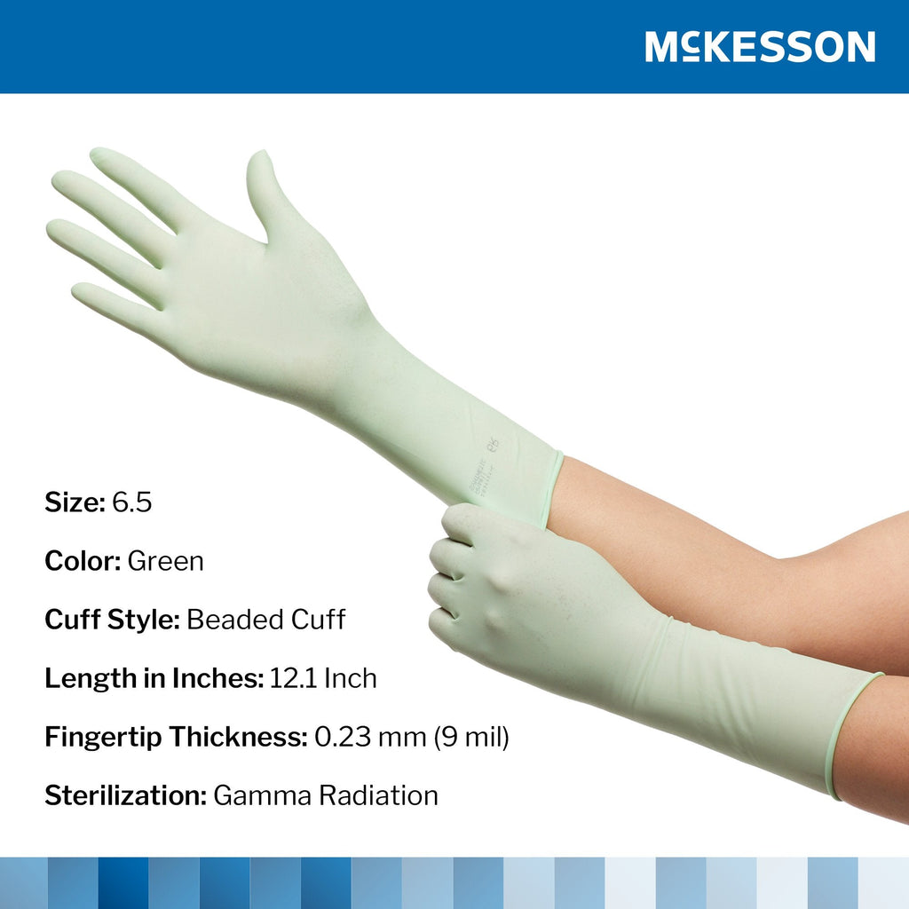 McKesson Perry® Performance Plus Polyisoprene Surgical Glove, Size 6.5, Green 20-2065N
