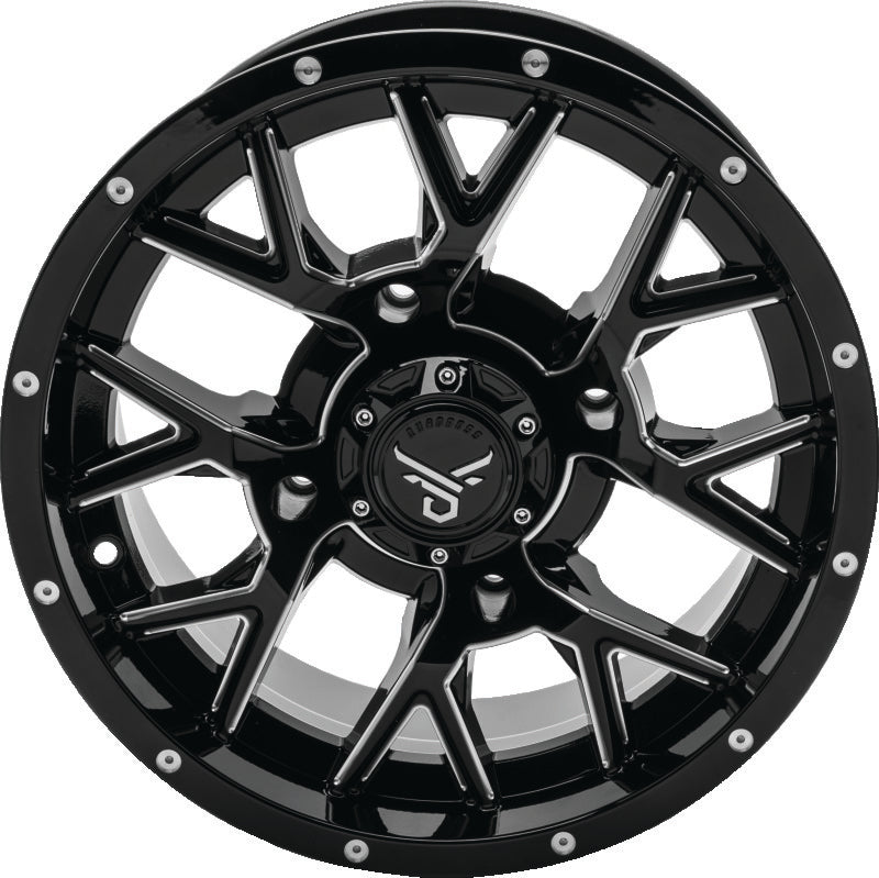 QuadBoss, QuadBoss Barbwire 14x7 Wheel - 5+2 Offset, 4/137 Bolt Pattern, Milled Finish
