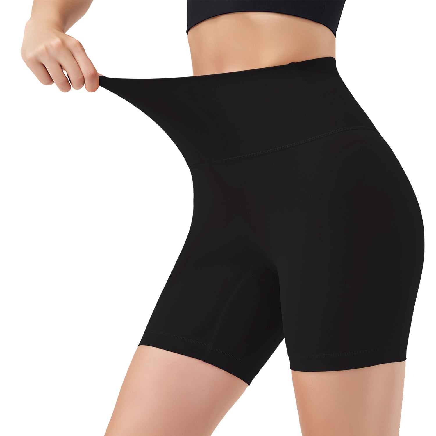 Women\'s High Waist Biker Shorts Tummy Control Pants Athletic Leggings Spandex Booty Shorts with 6.3In Inseam No Front Seam for Workout Yoga Running V
