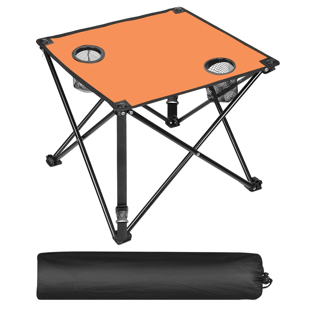 2Pcs Foldable Camping Table Portable Picnic Table Lightweight Travel Desk with 2 Cup Holders/Table Carrying Bag