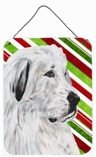 Great Pyrenees Candy Cane Christmas Wall or Door Hanging Prints Aluminum Metal Sign Kitchen Wall Bar Bathroom Plaque Home Decor Front Door Plaque, 12x16, Multicolor
