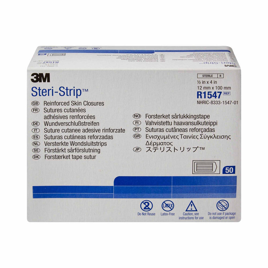 3M Steri-Strip Skin Closure Strips, 1/2 x 4 inch, Reinforced Strip, White R1547