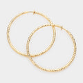 2.25" Textured Metal Hoop Clip on Earrings