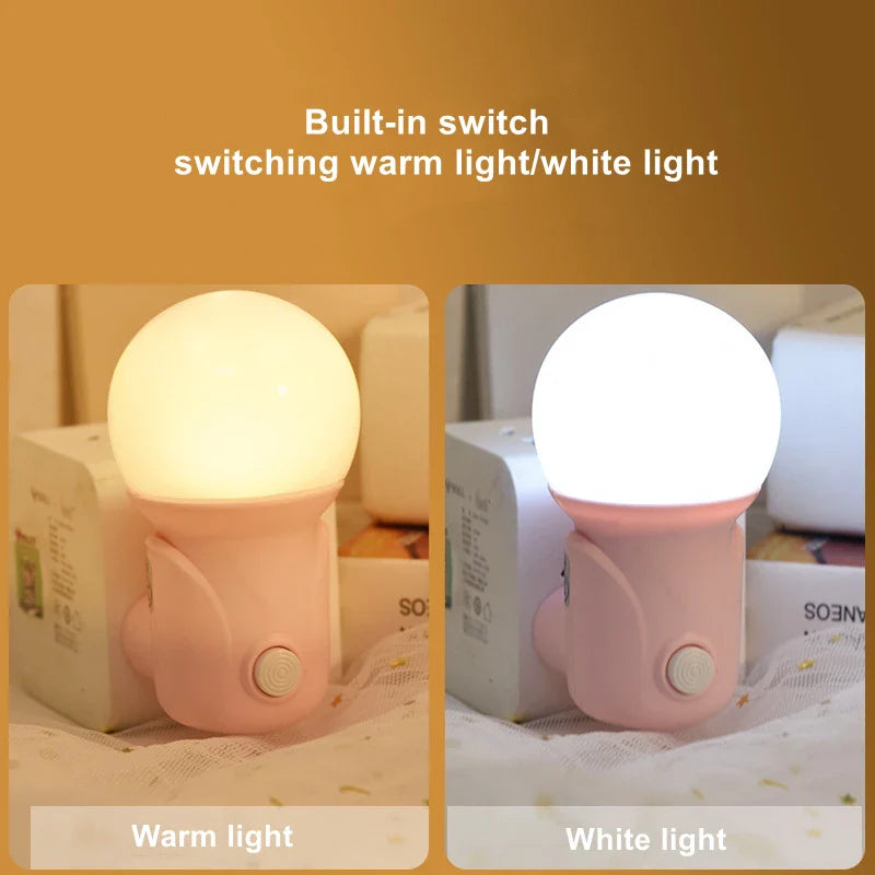 2 - Color Dimmable LED Night Light EU/US Plug - Eye - Protection Bedside Lamp for Nursery, Bedroom & Living Room - PhishStones Products