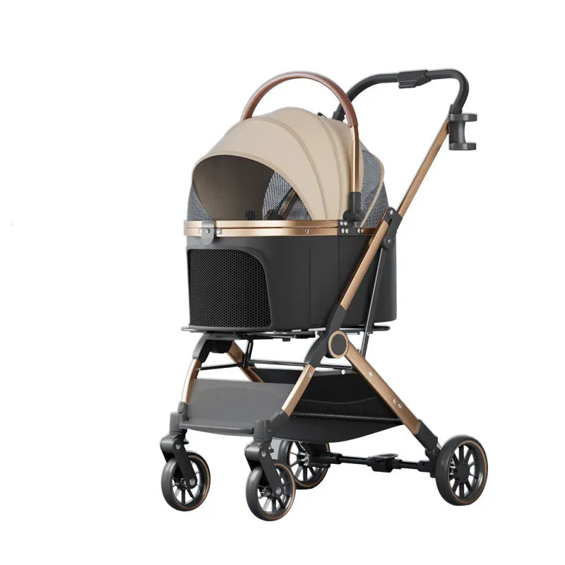 2 - in - 1 Foldable Pet Stroller with Detachable Carrier Bag – Portable Dog & Cat Cart for Small Pets - PhishStones Products