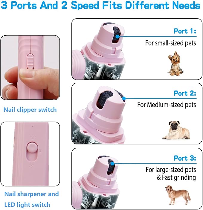 2 In 1 Pet Nail Clipper and Grinder, Professional Electric Rechargeable Pet Nail Fast Trimmer, Painless, Claw Care Grooming, Smoothing, Silent - Shockproof, For Small, Large Dogs & Cats, upgraded - PhishStones Products